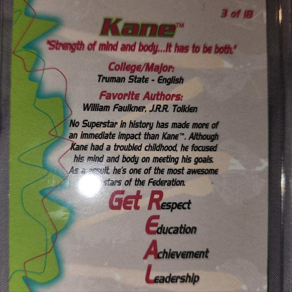 KANE - 2001 Fleer -  WWF Get Real With KB - TRADING CARD
